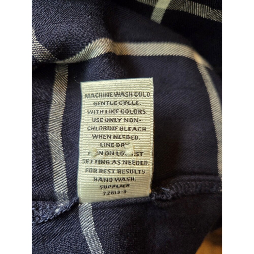 Stylus Shirt Women's Large Navy Blue Plaid Button Up Preppy Blouse Top - Picture 5 of 6